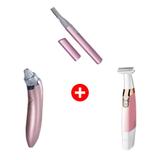 Depilador Femino Facial + Depilador Feminino Elétrico 1900 + Removedor de Cravos Super Premium - Kemei / skyn / care