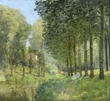 Descanso ao Longo do Córrego - Alfred Sisley - Tela 30x32 Para Quadro - Santhatela