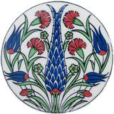 Descanso de Copo Redondo em Cerâmica - Floral - Turquia