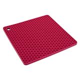 Descanso de Panela Quadrado de Silicone cor Vermelho Ref. SIL3093-VM Euro Home. Resiste até 220
