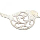 Descanso Panela Ferro Bird 8,5cmx12,5cmx22,3cm Urban Branco/Dourado