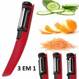 Descascador De Legumes 3 laminas VERMELHO CBRN02245 - Commerce brasil
