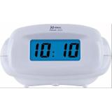 Despertador digital herweg led azul luz noturna com alarme sonoro e soneca