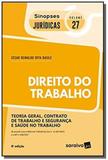 Direito do trabalho - vol 27 - sinopses juridicas - saraiva
