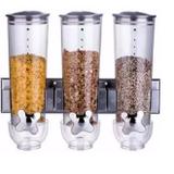 Dispenser de parede triplo porta alimentos cereais sucrilhos granola cozinha 3 potes luxo - Faça resolva