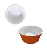 Duas Unidades De Tigela Ramequim De Porcelana Redonda Laranja 4x8cm De Ø - Branca - Western