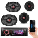 DVD Player Aquarius Quatro Rodas 3 Pol USB Bluetooth + Kit Fácil Foxer Alto Falantes 6 Pol e 6x9 Pol - Prime