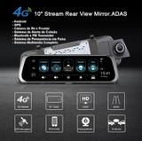 DVR 10" Veicular Android GPS WiFi 4G Rastreador Câmera de Ré Alerta de Colisão e Permanência de Faixa - Junsun