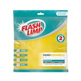 Embalagem com 2 Panos Amarelos Multiuso Flash Limp