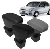 Encosto Descanso Braço Apoio Fiesta Hatch Sedan Ecosport 03 a 10 Couro Ecológico Encaixe Porta Copos - Nat