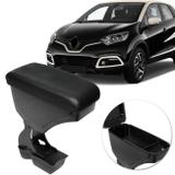Encosto Descanso de Braço Apoio Captur 17 a 19 Preto Couro Ecológico Encaixe Porta Copos do Console - Nat