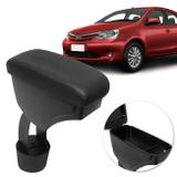 Encosto Descanso de Braço Apoio Etios Hatch Sedan 13 a 19 Preto Couro Ecológico Encaixe Porta Copos - Nat