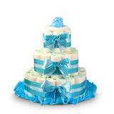 Enfeite Bolo de Fraldas Listras Azul para Chá de Bebê - Festabox