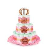 Enfeite Bolo de Fraldas Rosa com Coroa para Chá de Bebê - Festabox