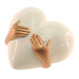 Enfeite coraçao branco com maos - decoração - Mais az desing