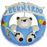 Enfeite de Porta Feltro Azul Urso Pipa Balão Personalizado com Nome - Mais que baby