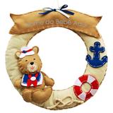 Enfeite de Porta Feltro Bege Urso Marinheiro Âncora Bóia Personalizado com Nome - Mais que baby