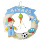 Enfeite de Porta Guirlanda Feltro Menino Pipa Bola Personalizado com Nome - Mais que baby