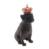 Enfeite Decorativo Cachorro Coroa Cobre Resina Preto 28x12cm - Maisaz