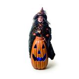 Enfeite Halloween Bruxa na Abóbora com Vassoura e Led 100x29 - Cromus