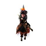 Enfeite Halloween Bruxa Pequena Sentada Roupa Laranja 60x20 - Cromus