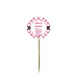 Enfeite Palito para Decorar Fazendinha Porco "Adoro Doces!" 10 unidades Duster - Festabox