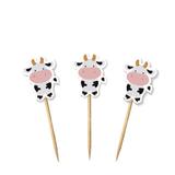 Enfeite Palito para Decorar Fazendinha Vaca 10 unidades Duster - Festabox