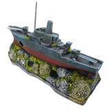 Enfeite Para Aquário Barco Destroyer - Aquária