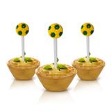 Enfeite Petisco Decorado Bola de Futebol Verde e Amarelo 30 unidades - Festabox