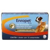 Enropet 50mg 10 comp Ceva Enrofloxacina Cães e gatos