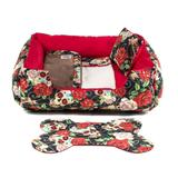 Enxoval Cama Pet Cachorro Gato Dupla Face Lola - EGG - Caveiras Vermelho - Senhor bicho