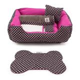 Enxoval Cama Pet Cachorro Gato Dupla Face Lola - G - Marrom Poá Pink - Senhor bicho