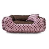 Enxoval Cama Pet Cachorro Gato Dupla Face Lola - G - Rosa Poá Marrom - Senhor bicho