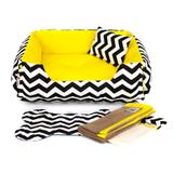 Enxoval Cama Pet Cachorro Gato Dupla Face Lola - M - Chevron Amarelo - Senhor bicho