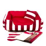 Enxoval Cama Pet Cachorro Gato Dupla Face Lola - M - Listras Vermelho - Senhor bicho