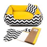 Enxoval Cama Pet Cachorro Gato Dupla Face Lola - P - Chevron Amarelo - Senhor bicho