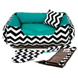 Enxoval Cama Pet Cachorro Gato Dupla Face Lola - P - Chevron Verde - Senhor bicho