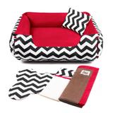 Enxoval Cama Pet Cachorro Gato Dupla Face Lola - P - Chevron Vermelho - Senhor bicho
