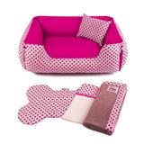 Enxoval Cama Pet Cachorro Gato Dupla Face Lola - P - Rosa Poá Pink - Senhor bicho
