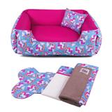 Enxoval Cama Pet Cachorro Gato Dupla Face Lola - P - Unicórnio Azul Pink - Senhor bicho