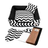 Enxoval Cama Pet Cachorro Gato Pandora C/ Zíper - G - Chevron Preto - Senhor bicho