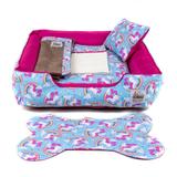 Enxoval Cama Pet Cachorro Gato Pandora C/ Zíper - GG - Unicórnio Azul Pink - Senhor bicho
