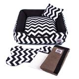 Enxoval Cama Pet Cachorro Gato Pandora C/ Zíper - M - Chevron Preto - Senhor bicho