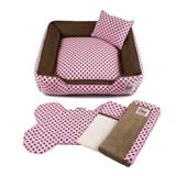 Enxoval Cama Pet Cachorro Gato Pandora c/ Zíper - M - Rosa Poá Marrom - Senhor bicho