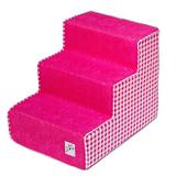 Escada Para Pet Com 3 Degraus Pink E Xadrez Fábrica Pet
