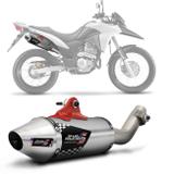 Escapamento Esportivo XRE 300 2009 e 2018 Shutt Powergun Aço Inox Ponteira Prata Escovado