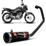 Escapamento Moto Esportivo CG 160 Titan 2016 a 2017 Shutt Powerbomb Sem Protetor Preto