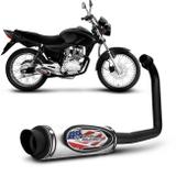 Escapamento Moto Esportivo Cg Titan 150 Ks Es 2005 A 2008 Shutt Powerbomb Com Protetor Prata Polido