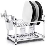 Escorredor 16 Pratos Em Aço Inox Com Porta Talheres PP Mak Inox. - Mak-inox