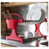 Escorredor Brinox Suprema para 16 Pratos Inox com Porta Vermelha